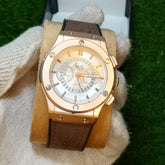 Hublot Skeleton Leather Strap Watch - Golden&Brown